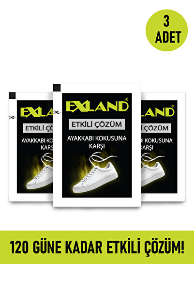 Exland Ayakkabı Koku Giderici Toz – 3'lü Paket | 120 Güne Kadar Etkili | Kötü Koku Çözümü