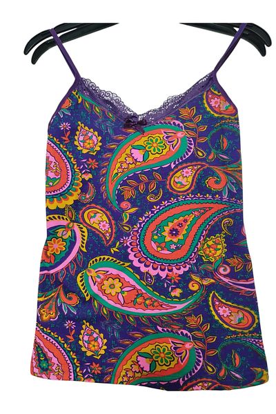 DHDmoda Women's Purple Colored Lace Detail Bow Tank Top
