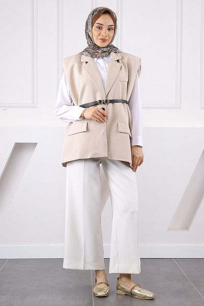 İmajButik Beige Waist Belt Vest