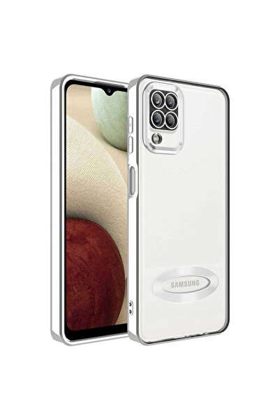 BUTAM BİLİŞİM حافظة هاتف Galaxy A12 مع حماية للكاميرا وشعار BTBM Omega - فضي
