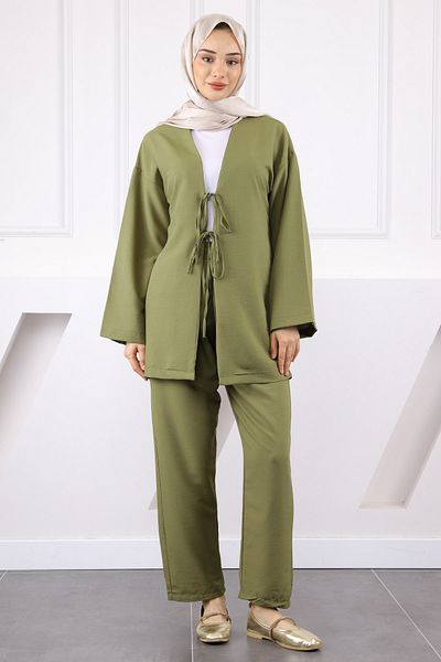 İmajButik Khaki Kimono Pants Modal Suit