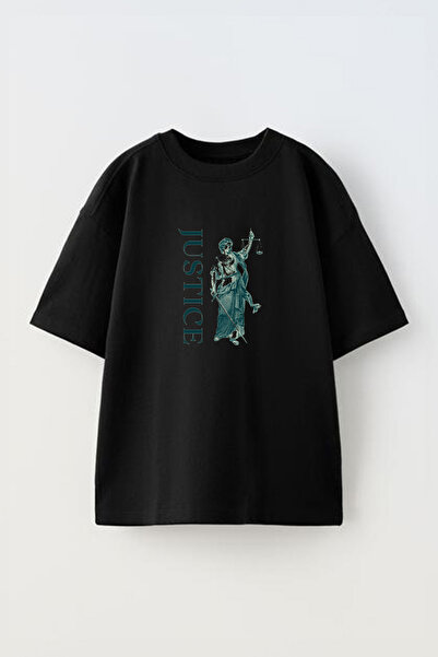 Anetos Tricou Art Work Lady Justice Front cu imprimeu Cotton Black supradimen...