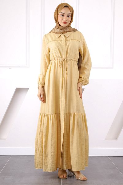 İmajButik Φόρεμα με δαντέλα με δέσιμο μέσης βιζόν