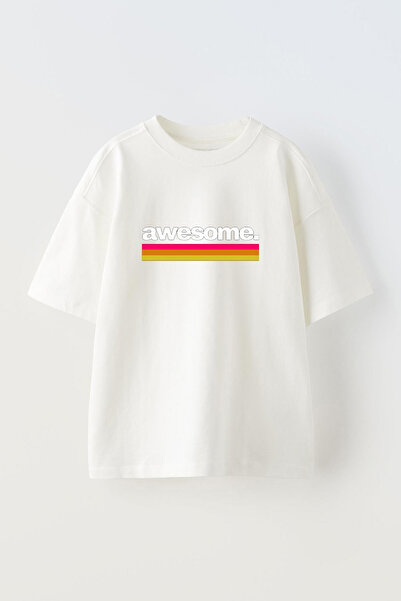 Anetos Θαυμάσιο 1 Τύπωμα στη Μέση Λευκό Oversize T-shirt