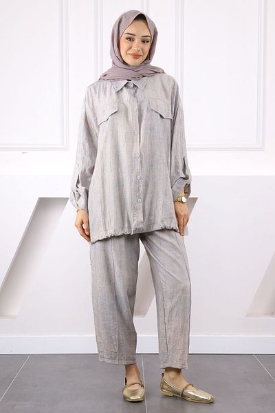 İmajButik Gray Tunic Trouser Suit