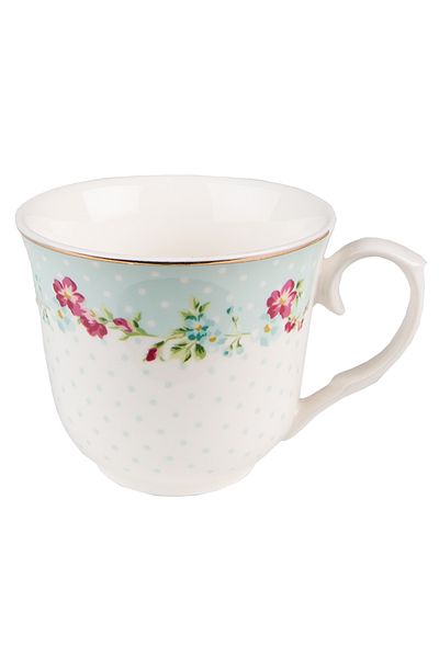 Clayre & Eef Set 4 porcelain cups 13x10x7, 15x2, 250 ml
