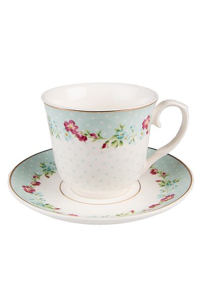 Clayre & Eef Set 4 porcelain cups 13x10x7, 15x2, 250 ml