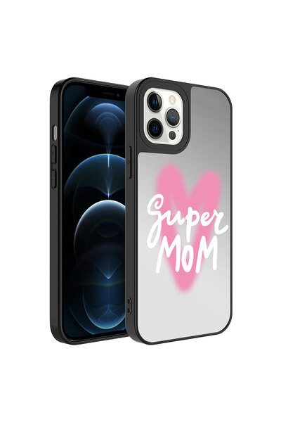 BUTAM BİLİŞİM حافظة آيفون 12 برو ماكس متوافقة مع غطاء مرآة لامع بنمط مرآة لام...