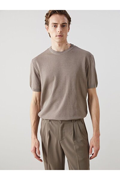 LC Waikiki Lcw Vision Beige Crew Neck Short Sleeve Men's Knitwear Sweater
