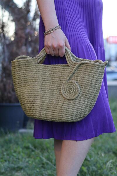 DOLCE QUEEN BOUTİQUE&JEWELRY حقيبة يد نسائية ذات مقبض قصير من القش على شكل مصاصة