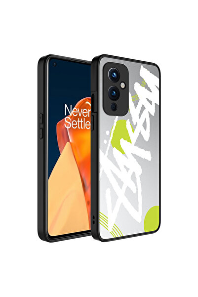 BUTAM BİLİŞİM One Plus 9 Case Mirrored Patterned Camera Protected Glossy Mirror Cover - Text
