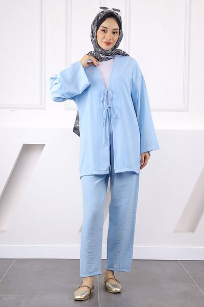 İmajButik Baby Blue Kimono Pants Modal Set