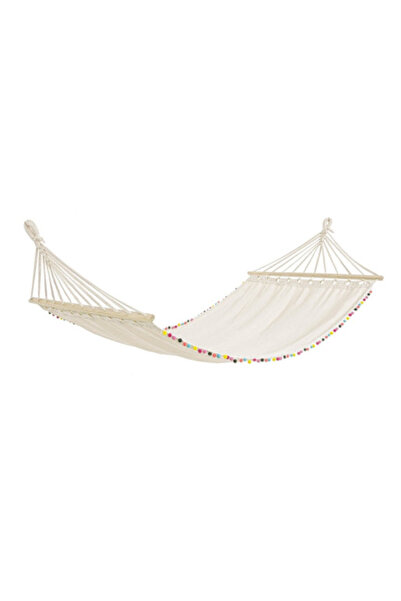 Bizzotto Hanging hammock, cream cotton, PonPon, 200 cm x 100 cm