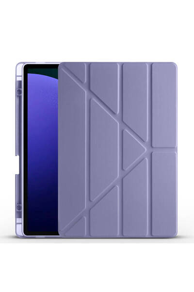 Kılıfist حافظة Galaxy Tab S9 FE Plus متوافقة مع KLFS حافظة ثلاثية الطي مع حامل ومقصورة قلم - أرجواني