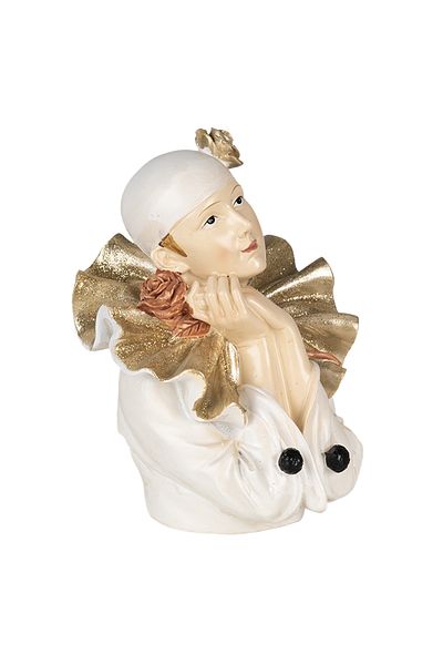 Clayre & Eef Figurine Poliresin White Gold Clown 11x11x15 cm