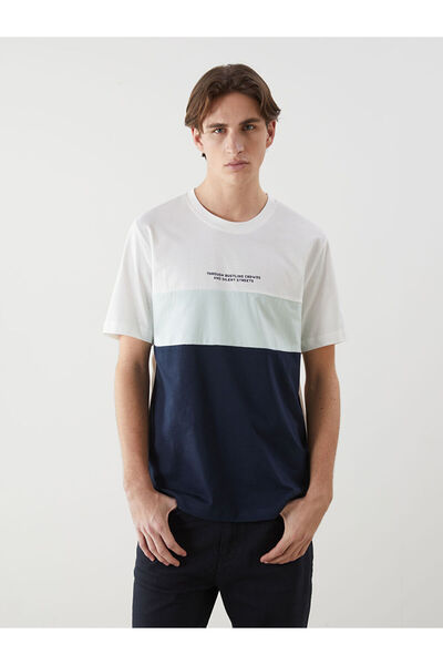 LC Waikiki Rmz Gi̇yi̇m Farkiyla Zero Roba Yaka Re Color Block Enye Men's T-Shirt