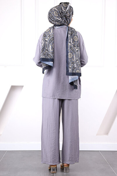 İmajButik Gray Kimono Modal Trouser Suit