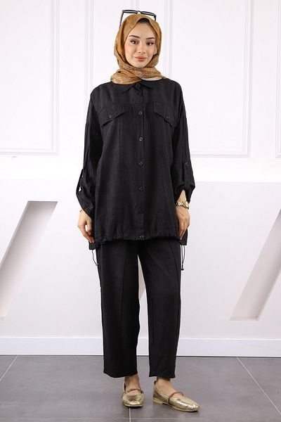 İmajButik Black Tunic Trouser Suit
