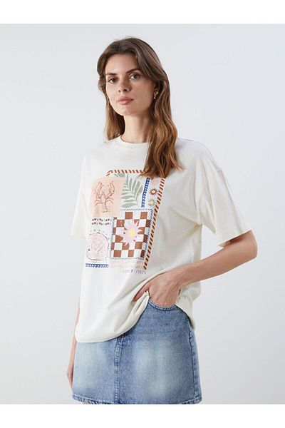 LC Waikiki Lcw Vision Crew Neck Printed Oversize Women's T-Shirt