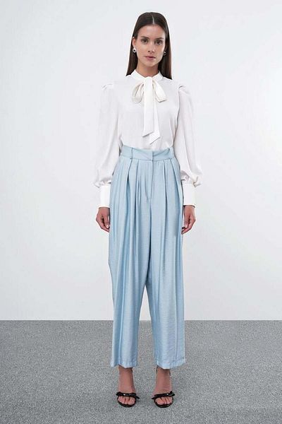 Betül Nayir Pleated Aqua Shalwar Trousers P-0187