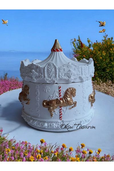 oksukokulutaş Decorative Handmade Carousel Carousel Box with Lid