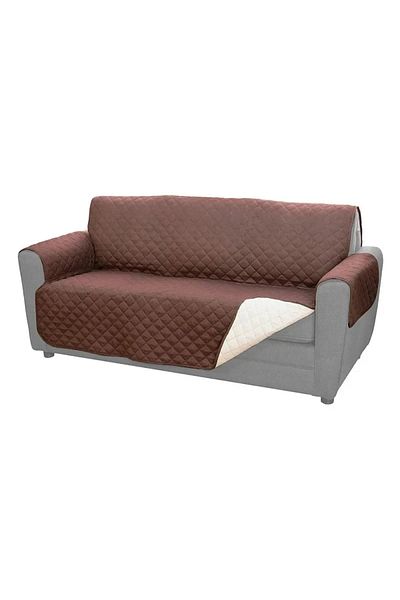 OEM Husă matlasată, husă canapea 2/3 locuri, model cu romburi, două fețe, protecție canapea, maro