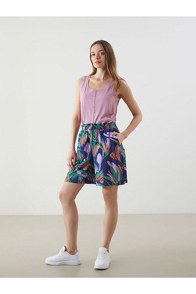 LC Waikiki LCWAIKIKI Klassische Damen-Shorts mit elastischem Bund und Blumenmuster