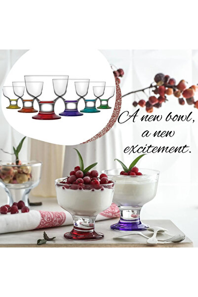 LAV Set of 6 Premium Cups, Destina Rainbow Model, LAV, for Ice Cream and Desserts, 285 ml