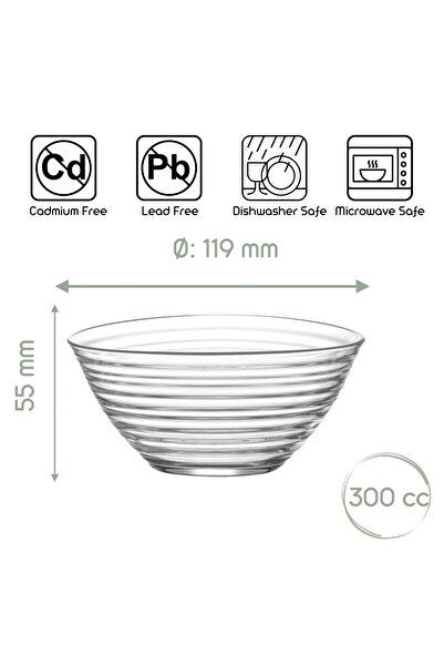 LAV Set of 6 Bowls, Derin Model, LAV, for desserts, salads, soups and appetizers, 300 ml