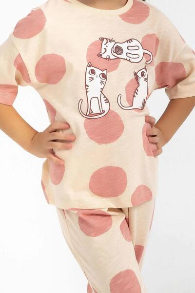 ROLY POLY 2790-g Cat Patterned Pajama Set with Elastic Legs (Mother and Daughter Can Be Combined)