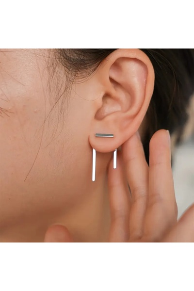 SEVAS GOLD Women's White Color Parallel Earrings