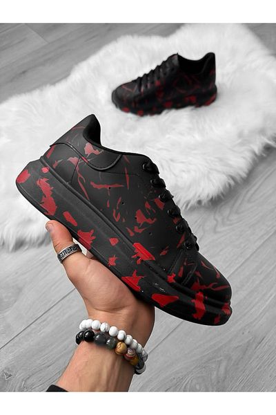 dehaine Men's casual sneakers with print, red, 5577