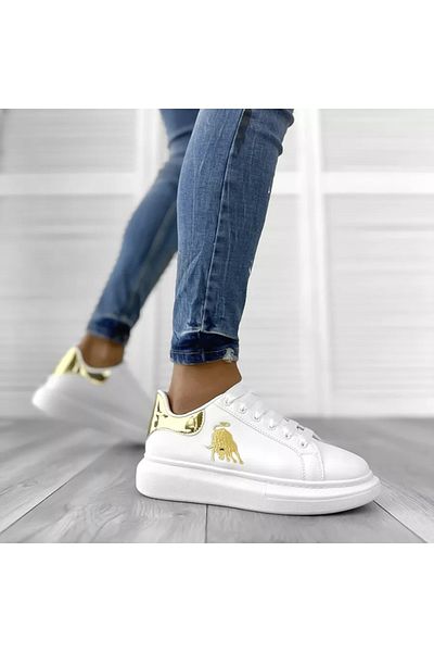 dehaine Adidasi pentru barbati, casual, cu imprimeu brodat, FCL805, alb