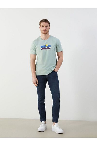 LC Waikiki Ανδρικό μπλουζάκι LCW ECO Crew Neck με στάμπα από βαμβακερό χτενισμένο