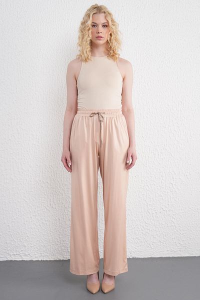 Betül Nayir Self Patterned Trousers -Beige