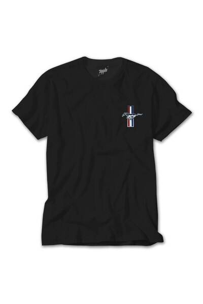 CrowsGate تي شيرت أسود بشعار فورد ماستنج