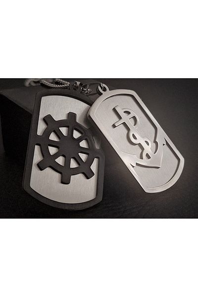 voyageaccessory Stainless Steel Imprint Model Double Product Sailor Rudder Anchor Necklace / 60 cm Chain