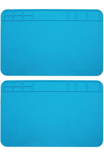 OEM Set of 2 glue tool mats, Silicone, 30 x 20 cm, Blue