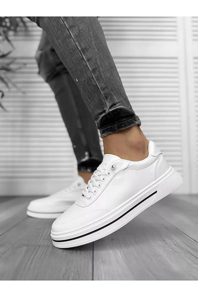 dehaine Men's casual sneakers with embroidered print, 1665, white