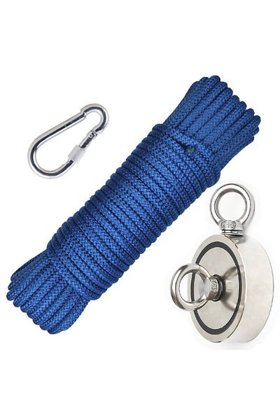 OEM Neodymium fishing magnet set D 94 mm 300 kg strong fishing force 20 m rope of 8 mm carabiner hooks