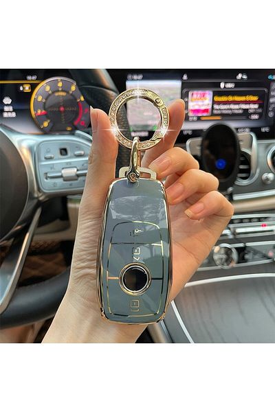 OEM Premium protective cover for car key, Elegance Luxury Cover Key, Gray, compatible with Mercedes Benz