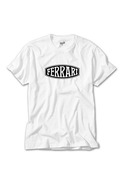 Z zepplin Ferrari Logo Text White T-Shirt