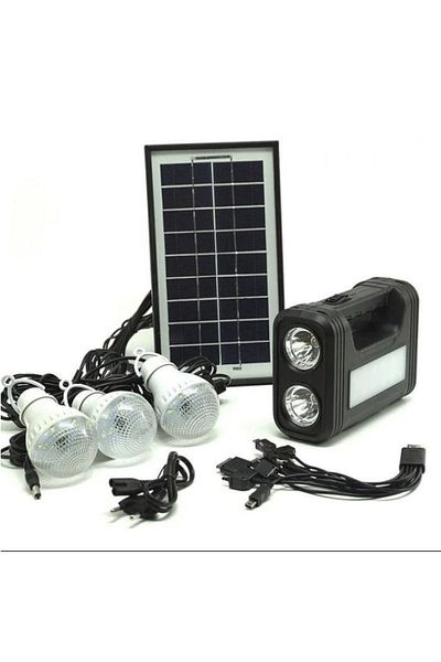 OEM GD-Lite 8017 solar kit equipped with USB devices with 3 LED bulbs and high-capacity battery