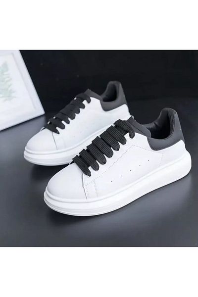 dehaine Adidasi pentru barbati, casual, alb cu sireturi negre, B03