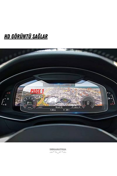 UniqAnatolia Audi Q8 2025 Ghost Instrument and Multimedia Dual Screen Compatible Nano Screen Protector