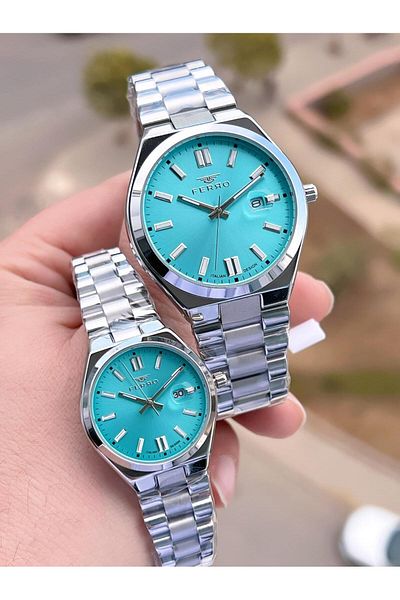 FERRO Special Valentine's Day Combination for Couples 2 Years Warranty 3 Atm Water Resistant Couple Wristwatch Cf.Fr001