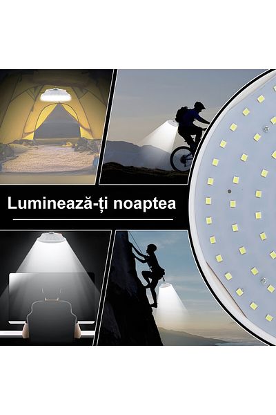 ZEQAS Camping Lamp 120LED 60W Multifunctional Solar/USB 5Modes Remote Control White