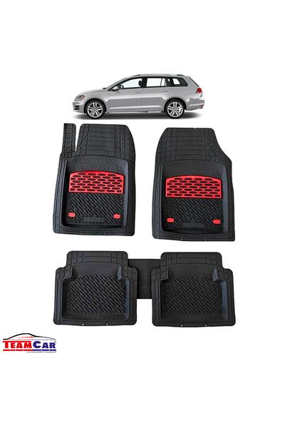 TEAMCAR ® Car Mats Tray Type Compatible With Volkswagen Golf 7 Variant (2012–2020) Deep Black