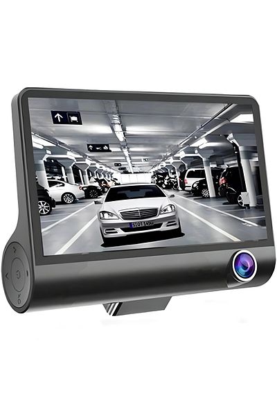 OEM Cameră auto triplă față, interior, spate, 4", Full HD, design tip monitor, negru