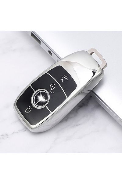 OEM Premium protective cover for Mercedes Benz car key, Elegance Luxury Cover Key, Silver
